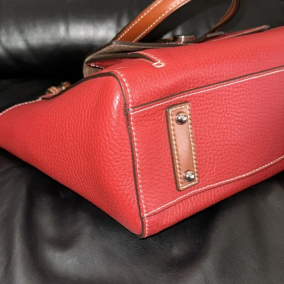 🔥🔥🔥Dooney & Bourke Red Leather Small Shopped Bag Satchel Crossbody Bag - Picture 7 of 14